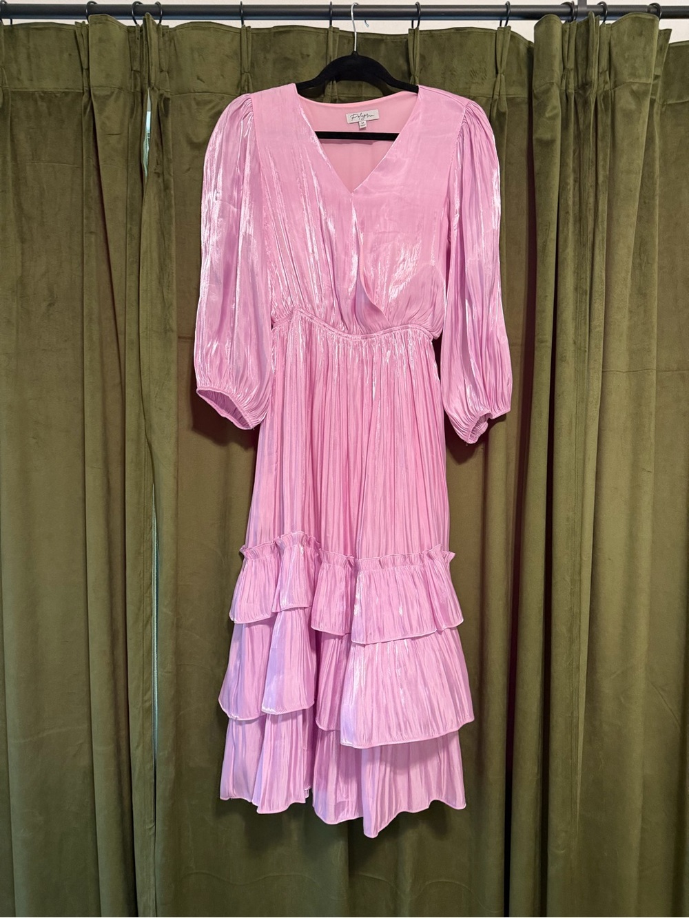Worn twice! Pink Tiered Midi Dress by Polagram